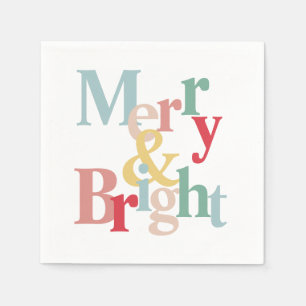 Modern typography Merry and bright Napkin