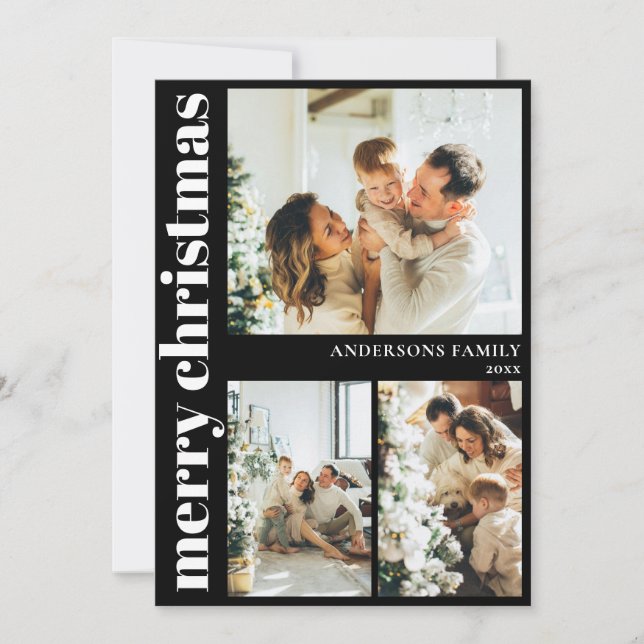 Modern Typography Merry Christmas Holiday  Card (Front)