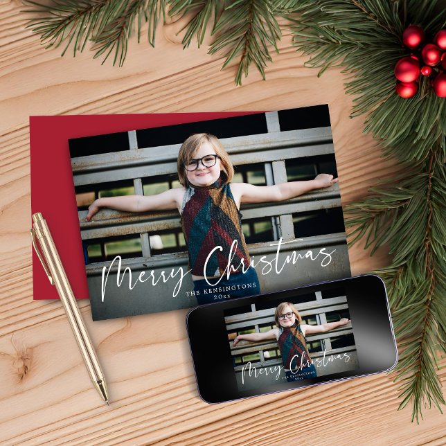 Modern Typography Merry Christmas Holiday Photo Card (Modern Typography Merry Christmas Holiday Photo Card)