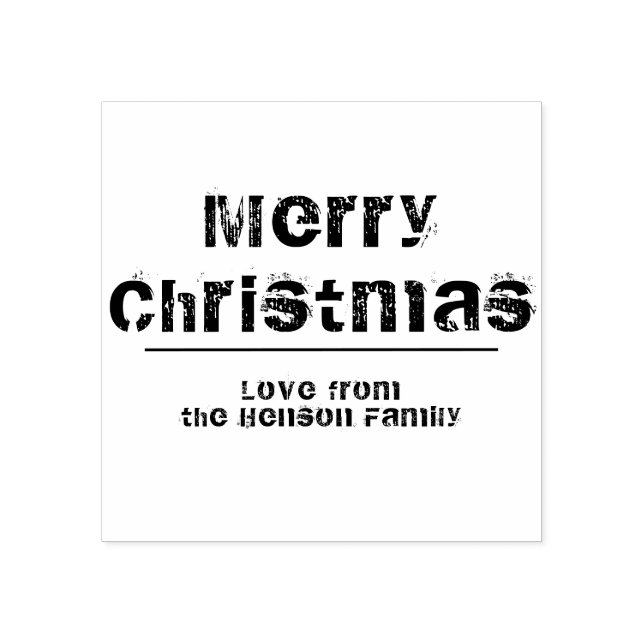 Modern Typography Merry Christmas Holiday Rubber Stamp (Imprint)