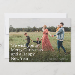 Modern typography Merry Christmas Photo Holiday Card