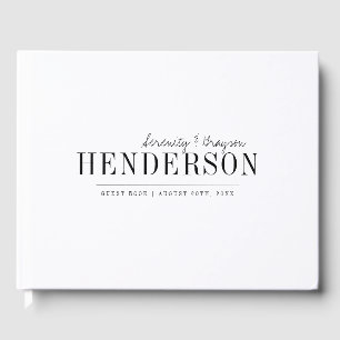 Modern typography minimalist black and white guest book