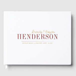 Modern typography minimalist fall wedding guest book