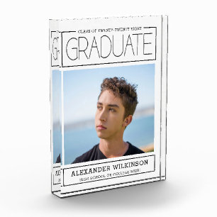 Modern Typography Minimalist Graduation Photo Block