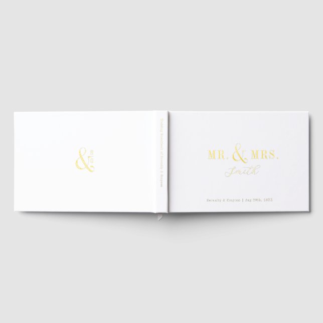 Modern typography minimalist Mr and Mrs Wedding Guest Book (Full)