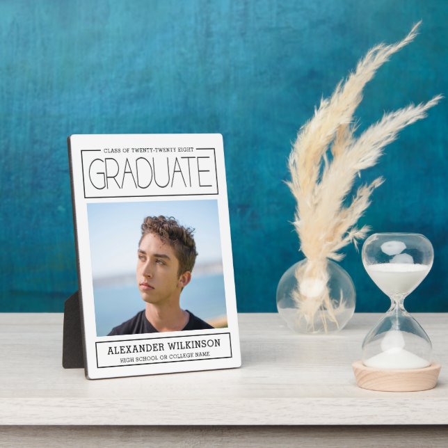 Modern Typography Minimalist Photo Graduation Plaque (Side)