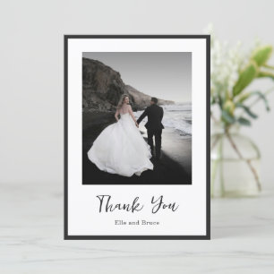 Modern Typography Minimalist Photo Wedding Thank You Card