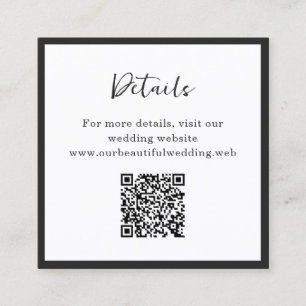 Modern Typography Minimalist QR Code Wedding Enclosure Card