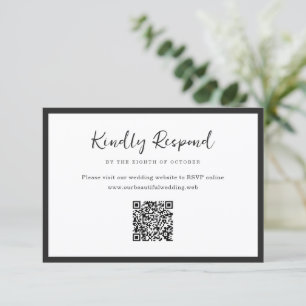 Modern Typography Minimalist QR Code Wedding RSVP Card