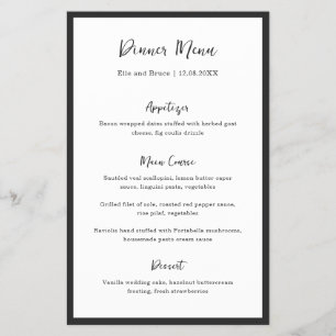 Modern Typography Minimalist Wedding Menu