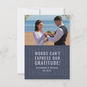 Modern Typography Minimalist Wedding Photo Thank You Card
