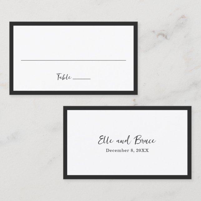 Modern Typography Minimalist Wedding Place Card (Front/Back)