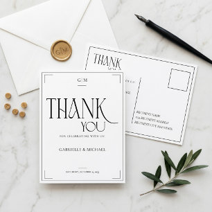 Modern Typography Minimalistic Wedding Thank You Postcard