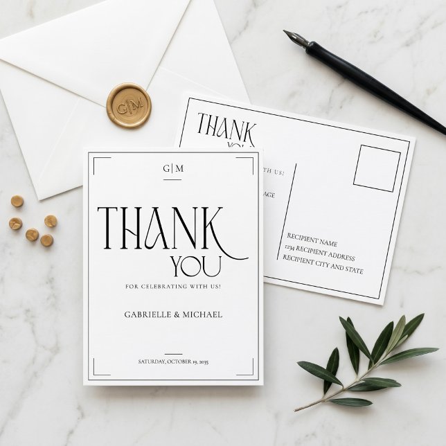 Modern Typography Minimalistic Wedding Thank You  Postcard (Creator Uploaded)