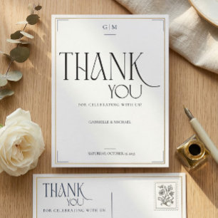 Modern Typography Minimalistic Wedding Thank You  Postcard