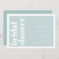 Modern Typography Mint Turquoise Bridal Shower