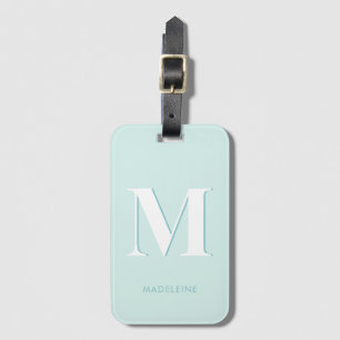 Modern Typography Mint Turquoise Monogram Initial Luggage Tag