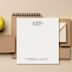 Modern Typography Monogram Black White Business Notepad