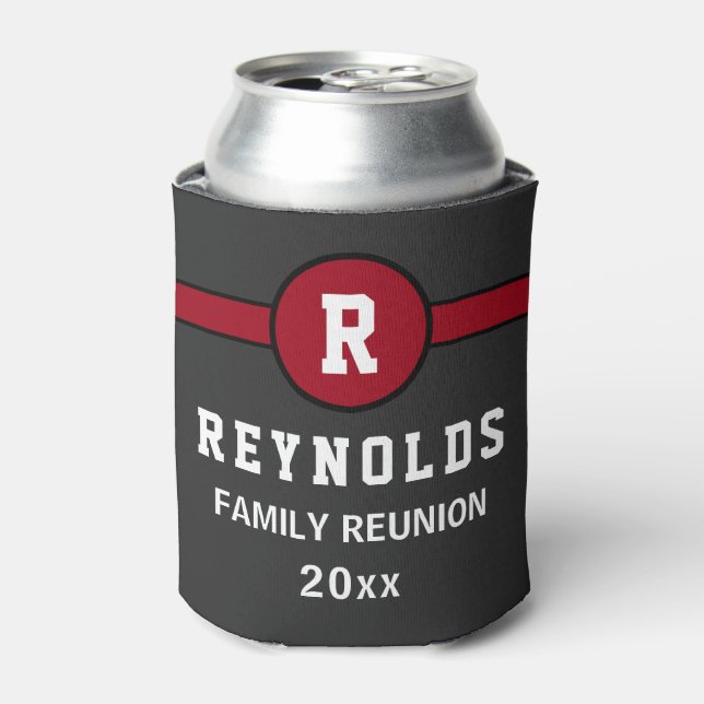 Modern Typography Monogram Family Reunion Can Cool Can Cooler (Can Front)