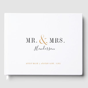 Modern typography Mr and Mrs fall wedding Guest Book