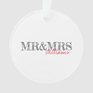 Modern Typography Mr&Mrs Name Wedding Date  Ornament
