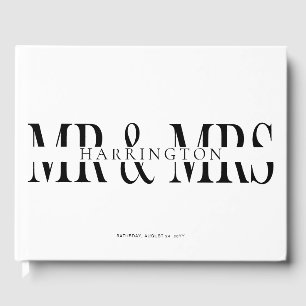 Modern Typography Mr & Mrs Wedding Guest Book