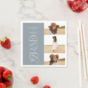 Modern typography multi photo graduate welcome napkin