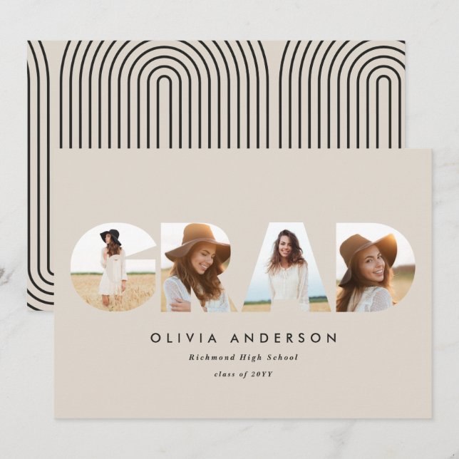 Modern typography multi photo graduation (Front/Back)