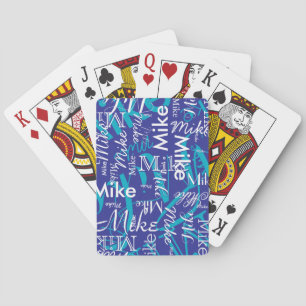Modern Typography Name Oversized all over blue Playing Cards