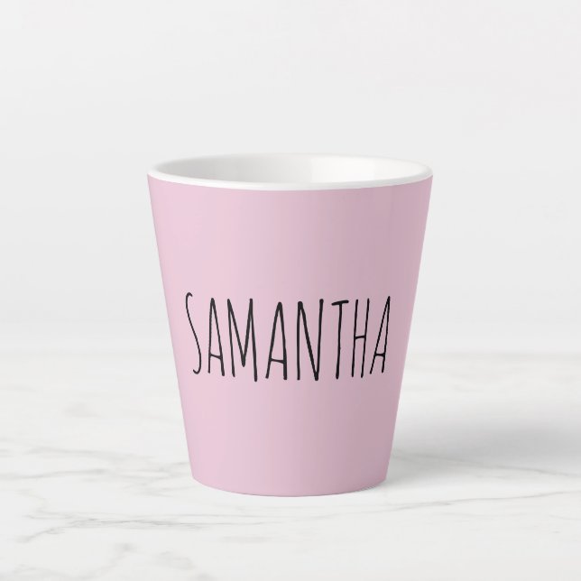 Modern Typography Name Pink Latte Mug (Front)