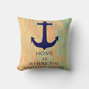 Modern Typography Nautical Themed Anchor Throw Pillow