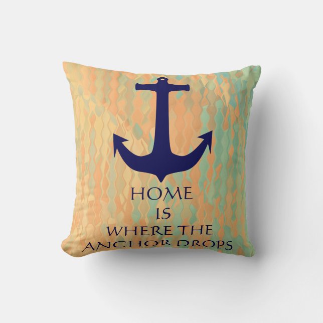 Modern Typography Nautical Themed Anchor Throw Pillow (Front)