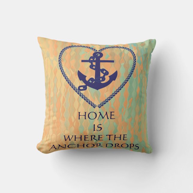 Modern Typography Nautical Themed Anchor Throw Pillow (Front)