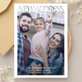 Modern Typography New Address Photo Announcement