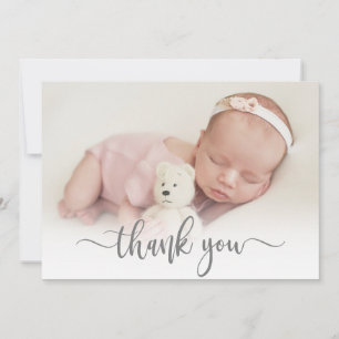 Modern Typography Newborn Baby Photo Thank You Card