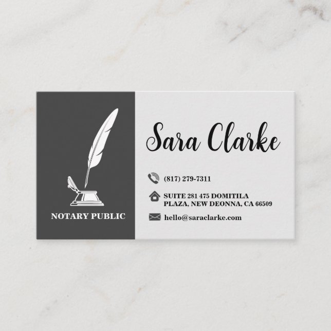 modern typography notary business cards (Front)