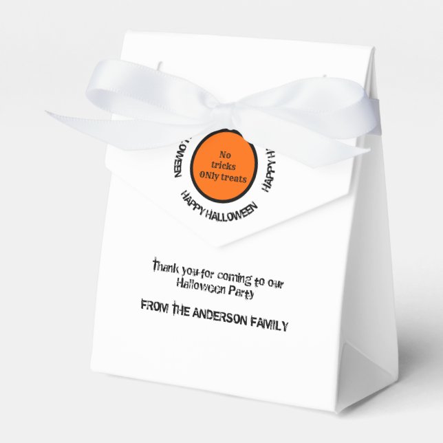 Modern Typography Orange Black Happy Halloween Favor Box (Front Side)