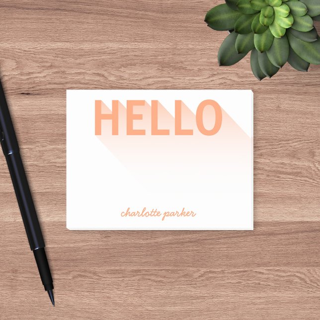 Modern Typography Orange Hello Post-it Notes (Creator Uploaded)