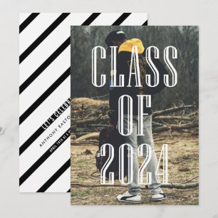 Modern Typography Overlay Class of 2024 Graduation Invitation