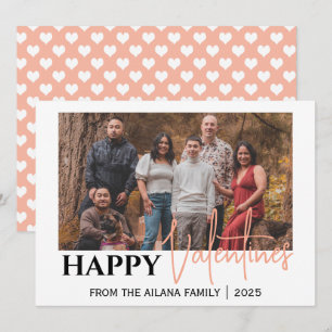 Modern Typography Overlay Happy Valentines Photo Holiday Card