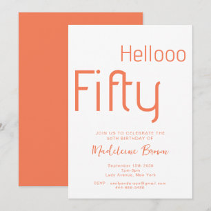 Modern Typography Peach 50th Birthday Invitation
