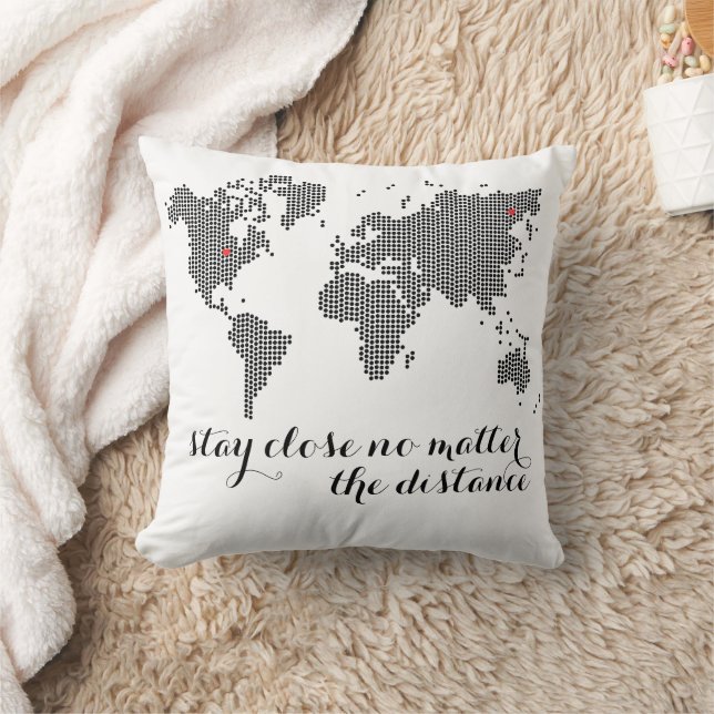 Modern typography personalised quote world map  throw pillow (Blanket)
