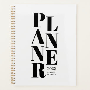 Modern Typography Personalized Black and White Planner