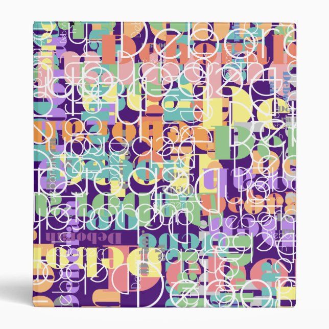 Modern Typography Personalized Colourful Names  Binder (Front)