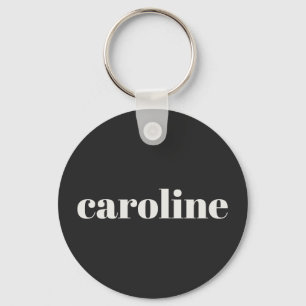 Modern Typography Personalized Name Black White Keychain