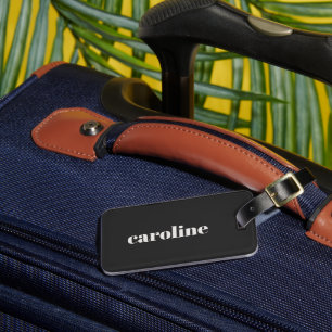 Modern Typography Personalized Name Black White Luggage Tag