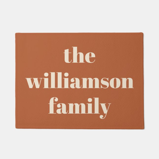 Modern Typography Personalized Name | Rust  Doormat (Front)