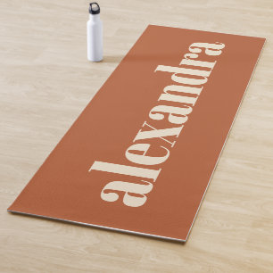 Modern Typography Personalized Name   Rust  Yoga Mat