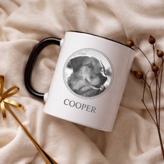 Modern Typography Personalized Two Photo Pet Mug