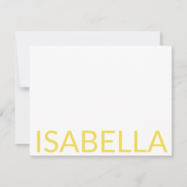 Modern Typography Personalized Yellow Name  Card (Front)